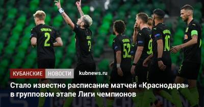 Стало известно расписание матчей «Краснодара» в групповом этапе Лиги чемпионов