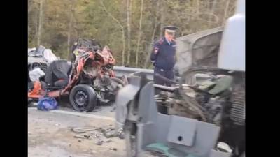 Опубликовано видео из грузовика, переехавшего легковушку в Подмосковье
