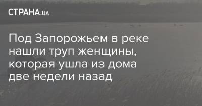 Под Запорожьем в реке нашли труп женщины, которая ушла из дома две недели назад