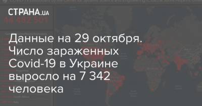 Данные на 29 октября. Число зараженных Covid-19 в Украине выросло на 7 342 человека