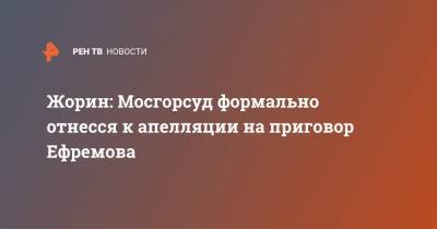 Жорин: Мосгорсуд формально отнесся к апелляции на приговор Ефремова