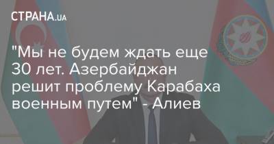 "Мы не будем ждать еще 30 лет. Азербайджан решит проблему Карабаха военным путем" - Алиев