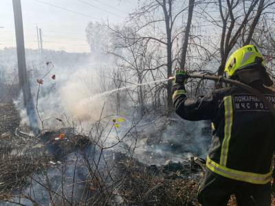 Пожарные вновь активно боролись с горящей травой