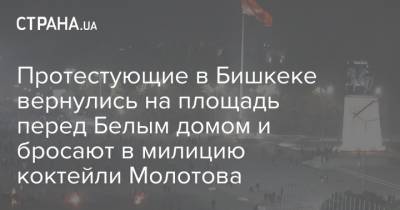 Протестующие в Бишкеке вернулись на площадь перед Белым домом и бросают в милицию коктейли Молотова