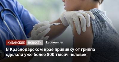 В Краснодарском крае прививку от гриппа сделали уже более 800 тысяч человек
