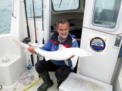 Уникальный улов: рыбак вытащил из моря акулу–«альбиноса»