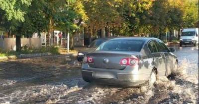 Из-за забитых листвой ливнёвок несколько калининградских улиц затопило после дождя (видео)