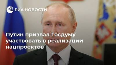 Путин призвал Госдуму участвовать в реализации нацпроектов