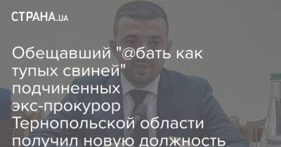 Обещавший "@бать как тупых свиней" подчиненных экс-прокурор Тернопольской области получил новую должность