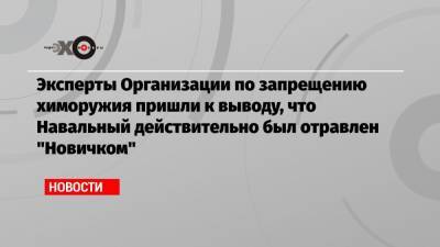 Эксперты Организации по запрещению химоружия пришли к выводу, что Навальный действительно был отравлен «Новичком»