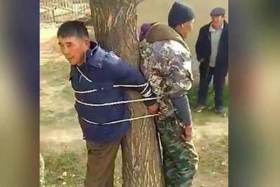 Жители киргизского села привязали к дереву чиновника и участкового