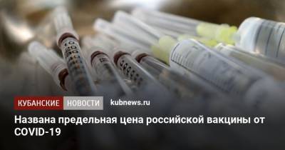 Названа предельная цена российской вакцины от COVID-19
