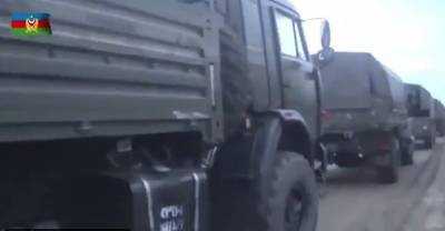 Войска Азербайджана разбомбили военную автоколонну армян, видео