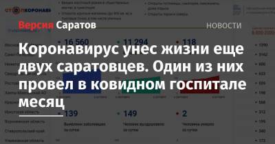 Коронавирус унес жизни еще двух саратовцев. Один из них провел в ковидном госпитале месяц