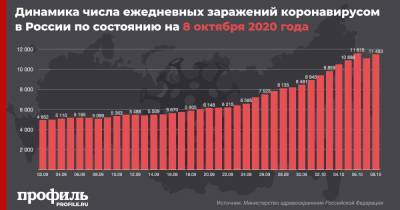 В России выявили 11493 новых заражения COVID-19