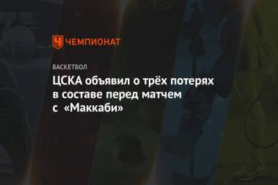 ЦСКА объявил о трёх потерях в составе перед матчем с «Маккаби»