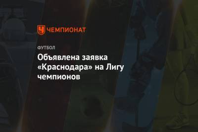 Объявлена заявка «Краснодара» на Лигу чемпионов