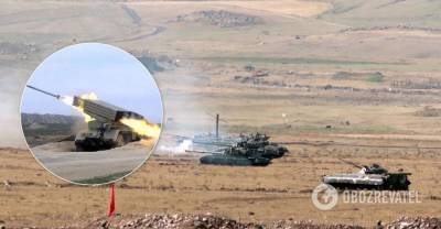 Азербайджан артогнем уничтожил военную колонну Армении - видео