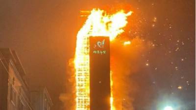 При пожаре в небоскребе в Южной Корее пострадали 88 человек