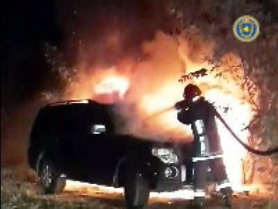 Ночью в Черкассах на парковке сгорел автомобиль Mitsubishi