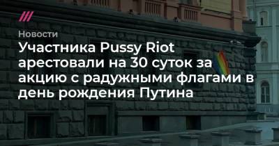 Участника Pussy Riot арестовали на 30 суток за акцию с радужными флагами в день рождения Путина