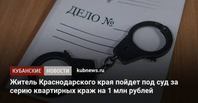 Житель Краснодарского края пойдет под суд за серию квартирных краж на 1 млн рублей