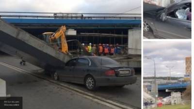 Опубликовано видео с упавшей балкой на машину на Рублево-Успенском шоссе