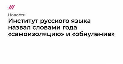 Институт русского языка назвал словами года «самоизоляцию» и «обнуление»
