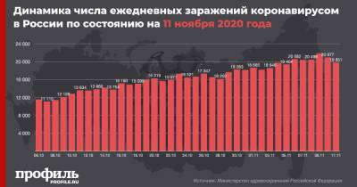В России выявили менее 20 тыс. случаев COVID-19 впервые с 5 ноября