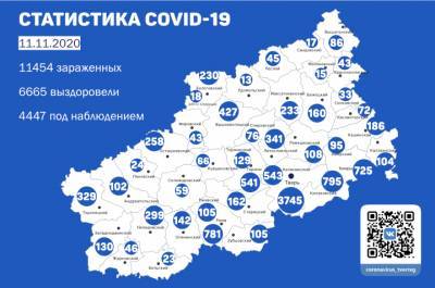 Карта коронавируса в Тверской области к 11 ноября
