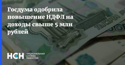 Госдума одобрила повышение НДФЛ на доходы свыше 5 млн рублей