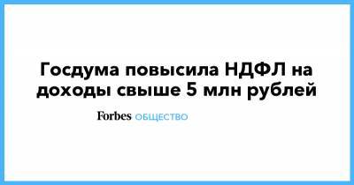 Госдума повысила НДФЛ на доходы свыше 5 млн рублей