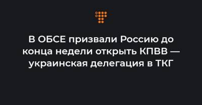 В ОБСЕ призвали Россию до конца недели открыть КПВВ — украинская делегация в ТКГ