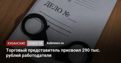 Торговый представитель присвоил 290 тыс. рублей работодателя
