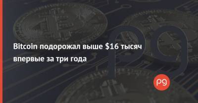 Bitcoin подорожал выше $16 тысяч впервые за три года