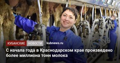 С начала года в Краснодарском крае произведено более миллиона тонн молока