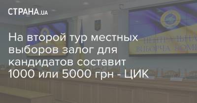 На второй тур местных выборов залог для кандидатов составит 1000 или 5000 грн - ЦИК - strana.ua