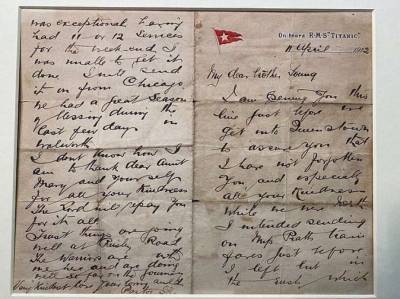 Письмо пожертвовавшего собой пастора с «Титаника» продадут на аукционе