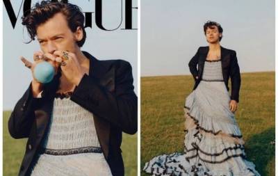 Гарри Стайлс примерил кружевные платья и юбки в клетку от Gucci для американского Vogue (ФОТО)