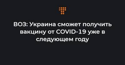 ВОЗ: Украина сможет получить вакцину от COVID-19 уже в следующем году