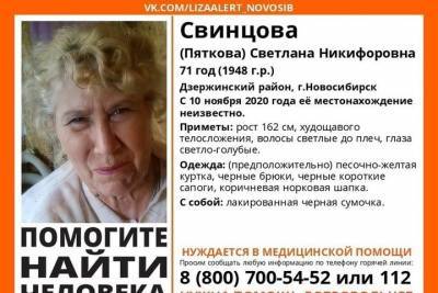 В Новосибирске пропала нуждающаяся в помощи медиков пенсионерка