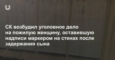 СК возбудил уголовное дело на пожилую женщину, оставившую надписи маркером на стенах после задержания сына