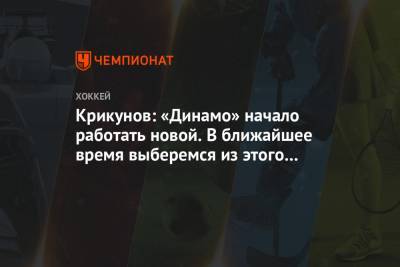 Крикунов: «Динамо» начало работать новой. В ближайшее время выберемся из этого состояния