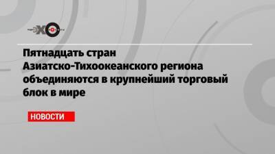 Пятнадцать стран Азиатско-Тихоокеанского региона объединяются в крупнейший торговый блок в мире