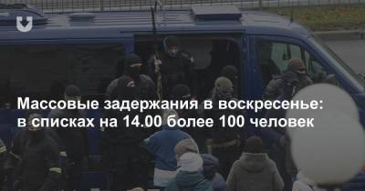 Массовые задержания в воскресенье: в списках на 14.00 более 100 человек