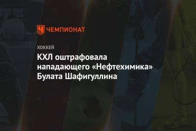 КХЛ оштрафовала нападающего «Нефтехимика» Булата Шафигуллина