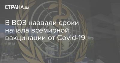 В ВОЗ назвали сроки начала всемирной вакцинации от Covid-19