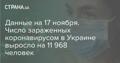Данные на 17 ноября. Число зараженных коронавирусом в Украине выросло на 11 968 человек