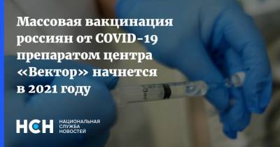 Массовая вакцинация россиян от COVID-19 препаратом центра «Вектор» начнется в 2021 году