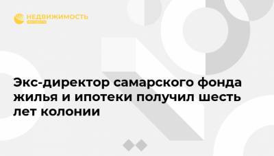 Экс-директор самарского фонда жилья и ипотеки получил шесть лет колонии